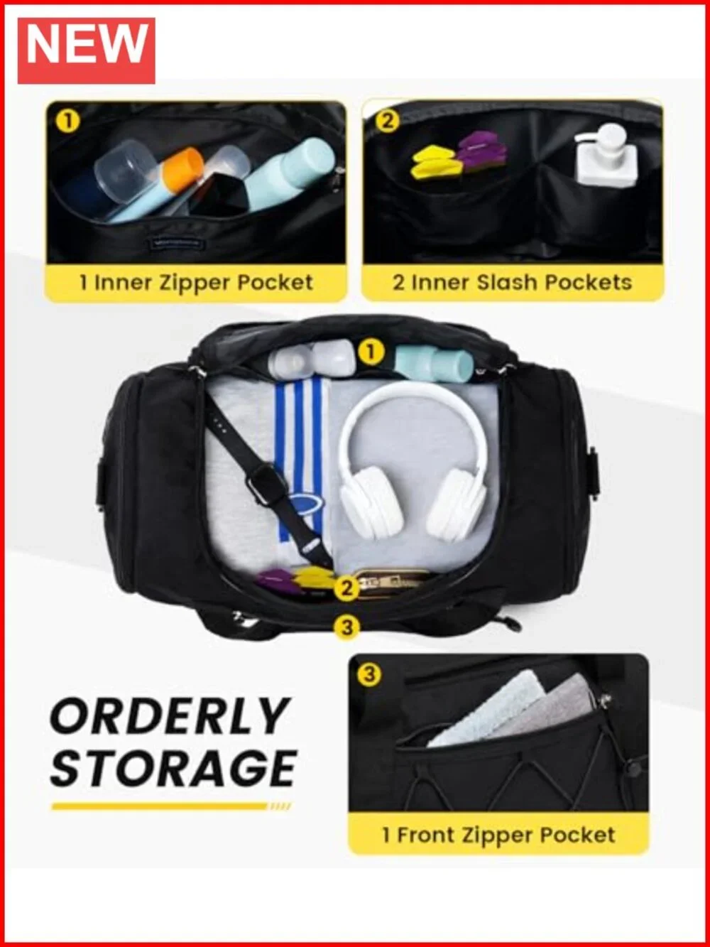 Lightweight Polyester Duffel Bag with Shoe Compartment for Travel Gym
